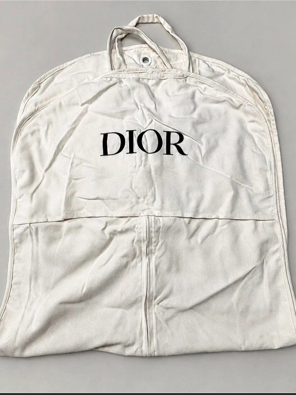 Dior White Heavy Cotton Canvas Logo Garment Bag